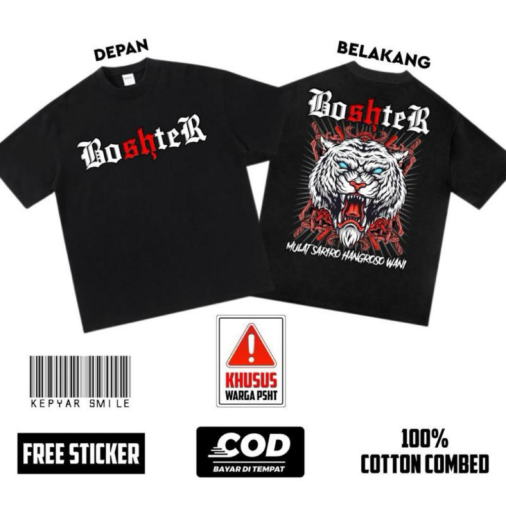 Tshirt Kaos PSHT BOSHTER Free Stiker