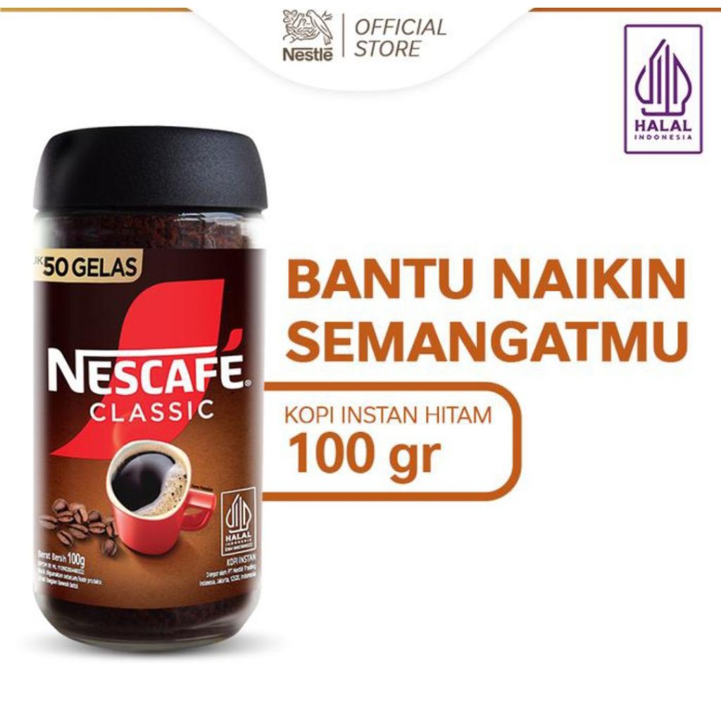 

Nescafe Kopi Hitam Murni 100g Coffee Black Robusta Classic 100 gram Botol Jar Tanpa Ampas Instan Ori