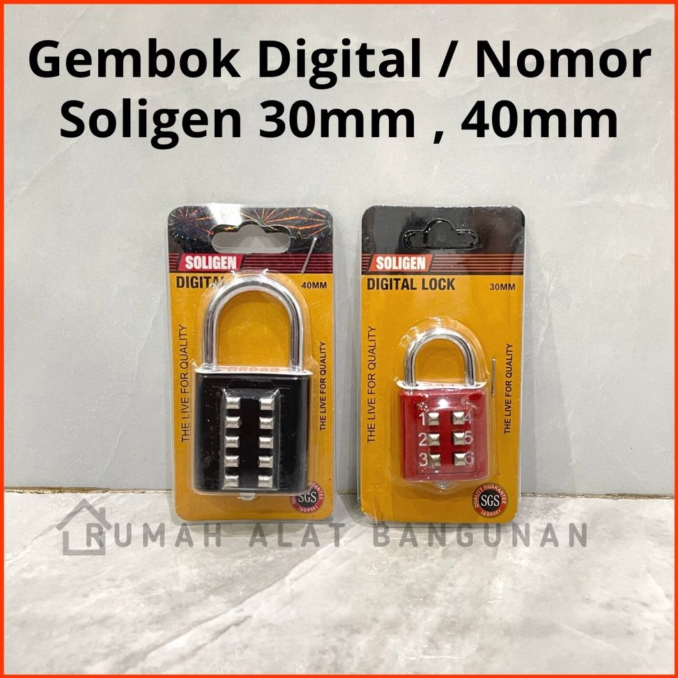 Gembok Digital SOLIGEN Nomor Gembok Angka Pin 3mm 4mm KODE Y1M7