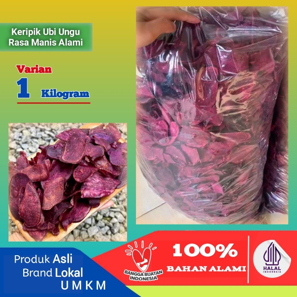 

Keripik Ubi Ungu gurih Manis Original 1kg / Keripik Muntul Ungu / Keripik Ubi Jalar Ungu