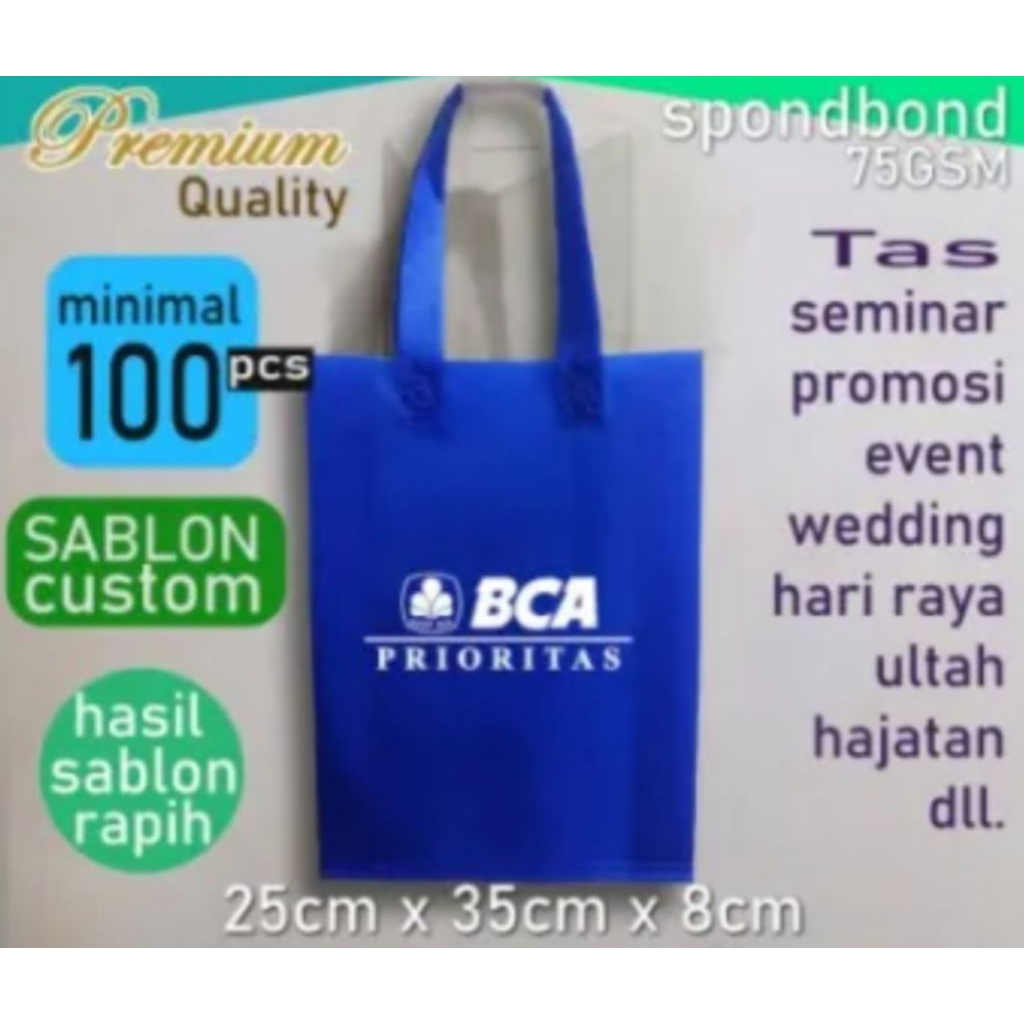 

costum sablon tas spunbond 25 x 35 x 8cm