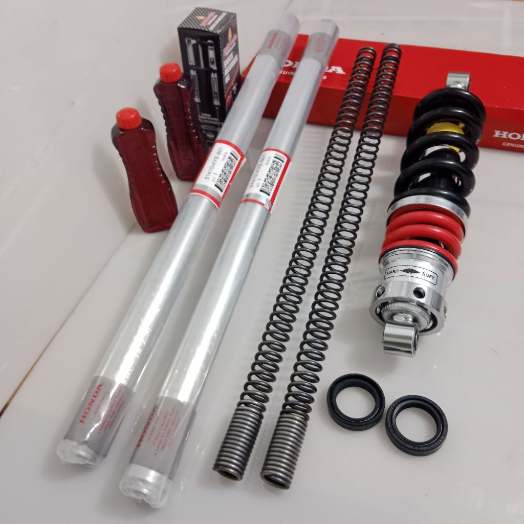 paket as shock depan+belakang KYE Megapro new Megapro new Megapro Mono shock per+sil+oli original