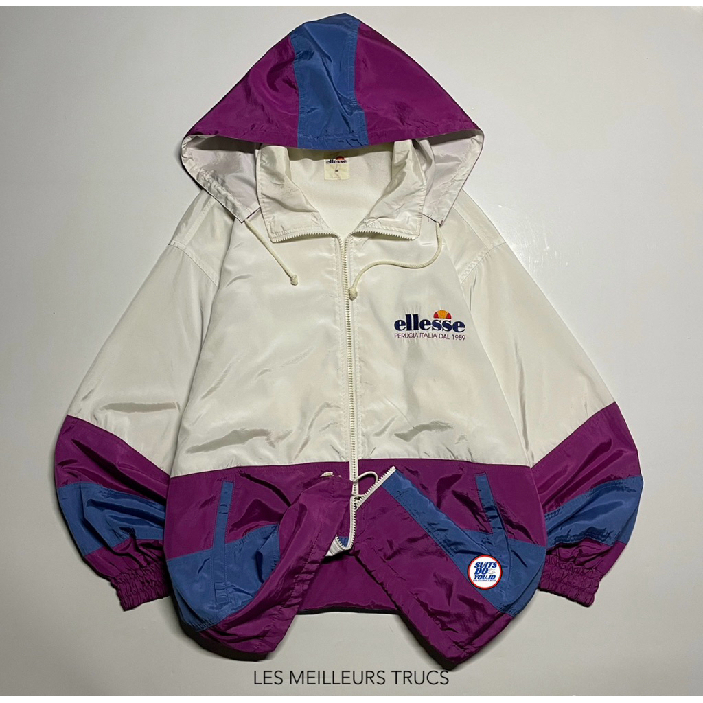 jacket windbreaker colorblock vintage ellesse perugia italia