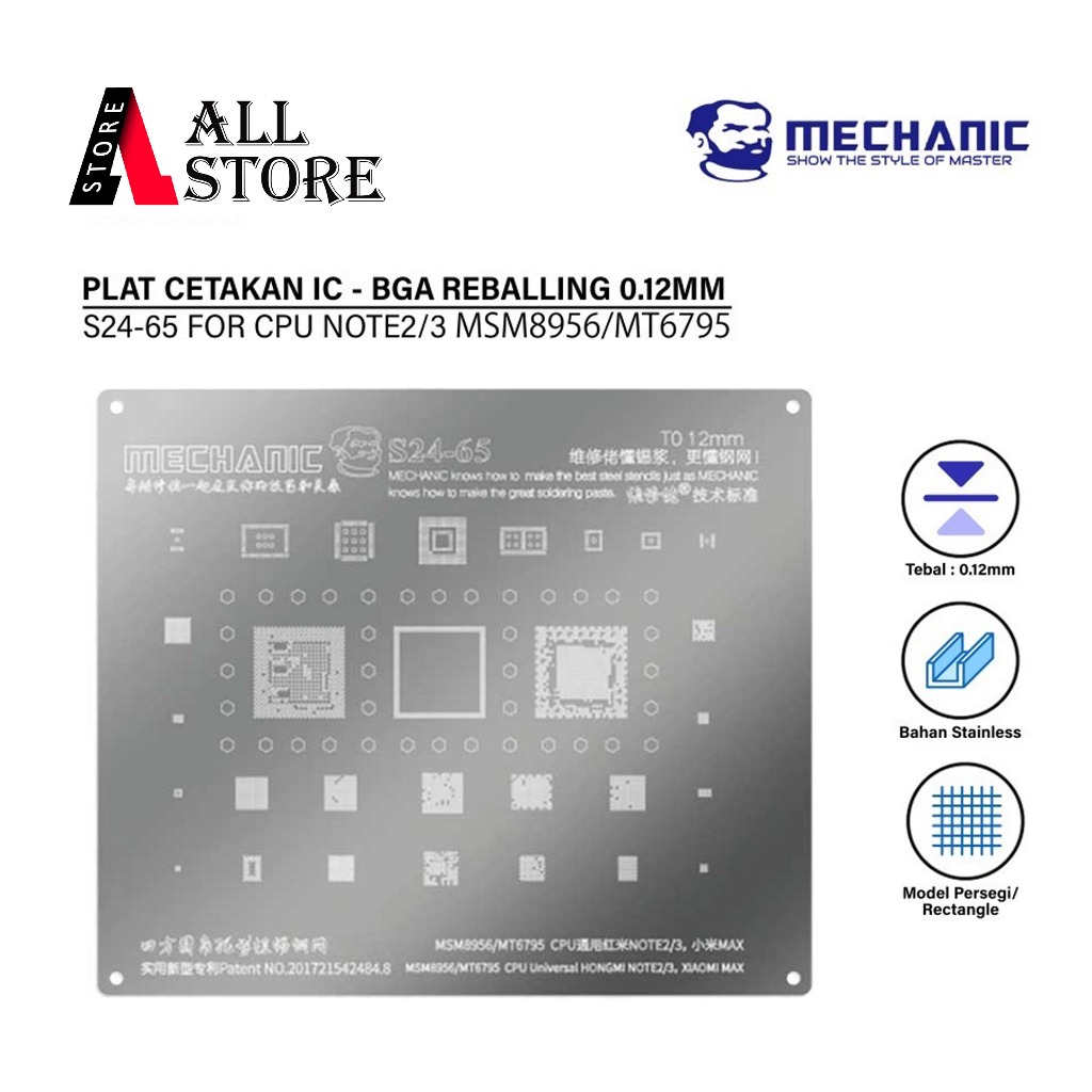 MECHANIC S24-65 CETAKAN IC 0.12MM MSM8956/MT6795 CPU Universal Redmi NOTE2/3/Xiaomi MAX ORIGINAL