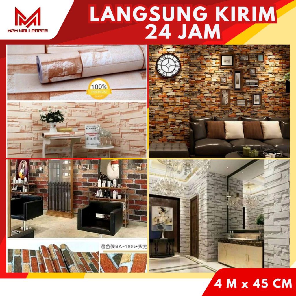 Wallpaper Dinding Batu 3D Wallpaper Batu Alam Wallpaper Batu Bata Walpaper Wallpaper Dinding Motif B