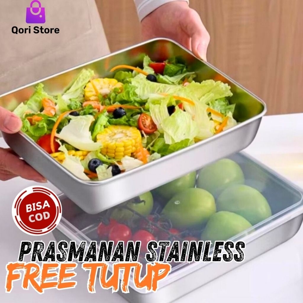 Qori Store - Prasmanan Stainless Tutup Plastik / Prasmanan Petak Tutup Plastik / Prasmanan Tuttu Pla
