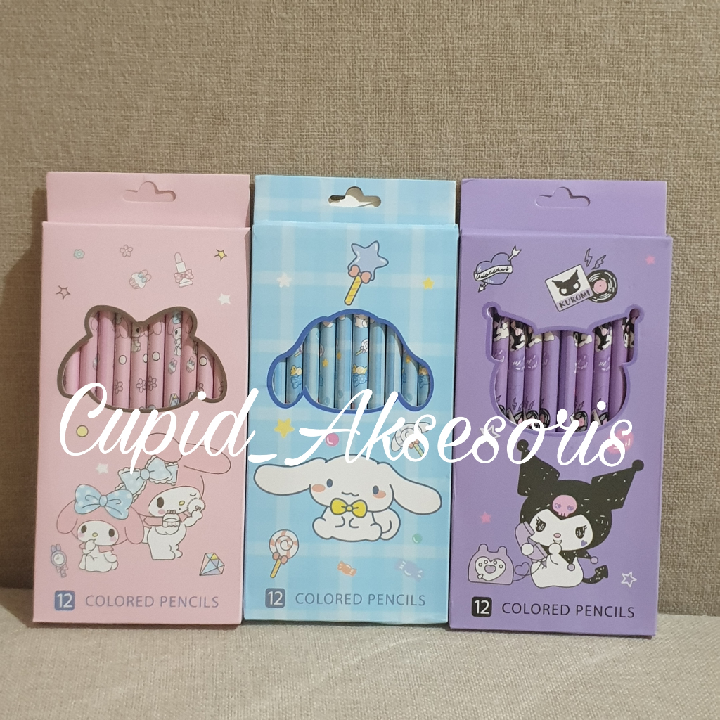 

(ISI 12 PCS) PENSIL WARNA WARNI SANRIO / COLORED PENCILS UNTUK MEWARNAI SANRIO KUROMI MY MELODY CINNAMONROLL