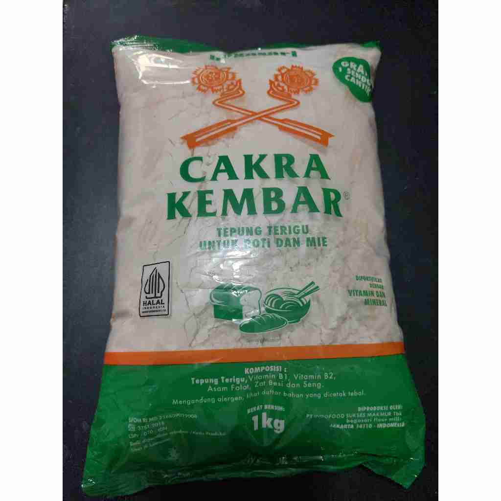 

Tepung Terigu Cakra Kembar Kemasan 1 kg (untuk Roti dan Mie)