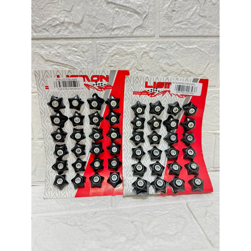 Baud Baut Motor Model Bintang Warna Hitam Baut Bintang Baut Plat Nomor Baut Mica Bintang