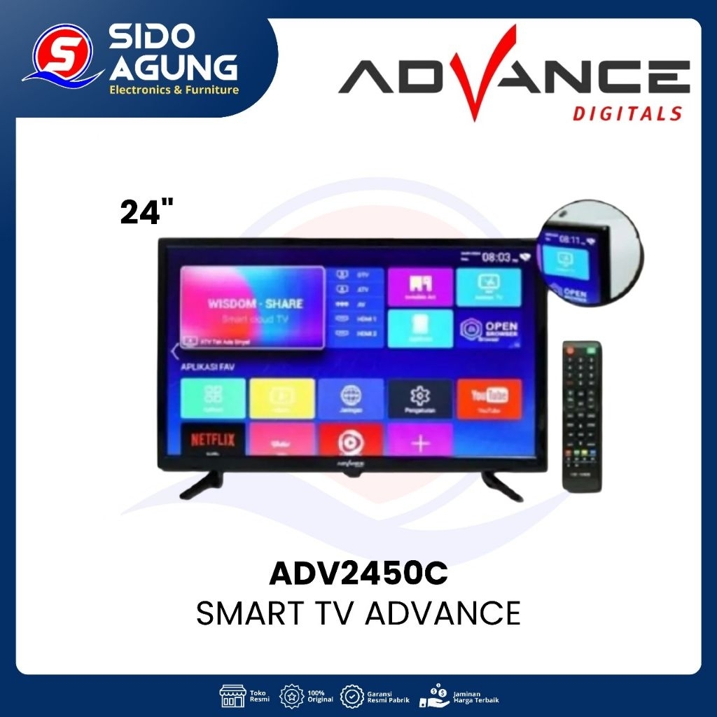 SMART TV LED 24 INCH ADVANCE || ADV2450C LAYAR HD