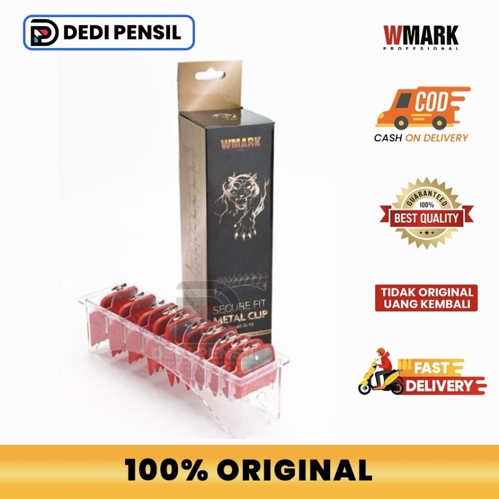 SET ISI 10 GUIDE COMB GUARD WMARK MERAH UNIVERSAL BISA DIGUNAKAN UNTUK CLIPPER WMARK KEMEI WAHL VGR 