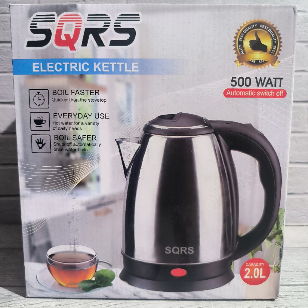 SQRS ELECTRIC KETTLE TEKO STAINLESS LISTRIK 2 LITER BAGUS KUALITAS TERJAMIN