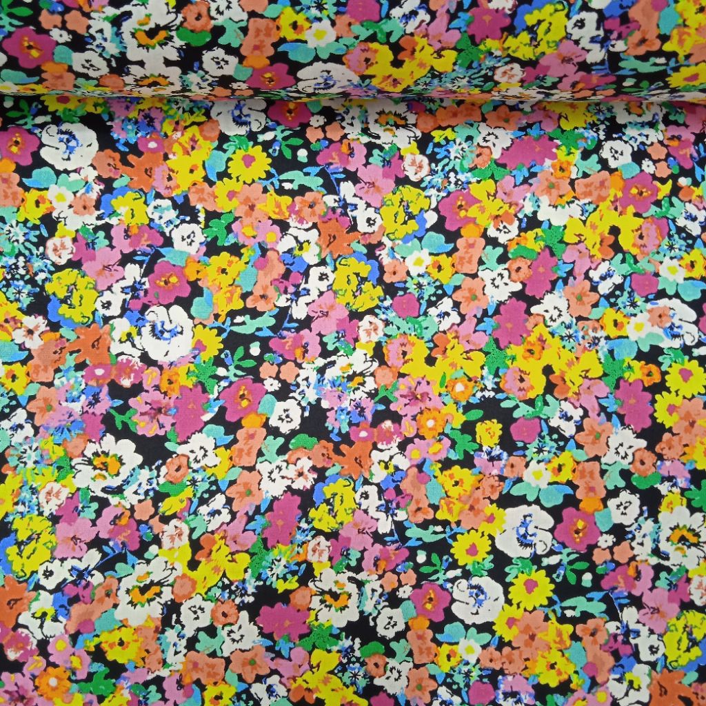 KAIN KATUN POPLINE PREMIUM IMPORT MOTIF BUNGA WARNA WARNI