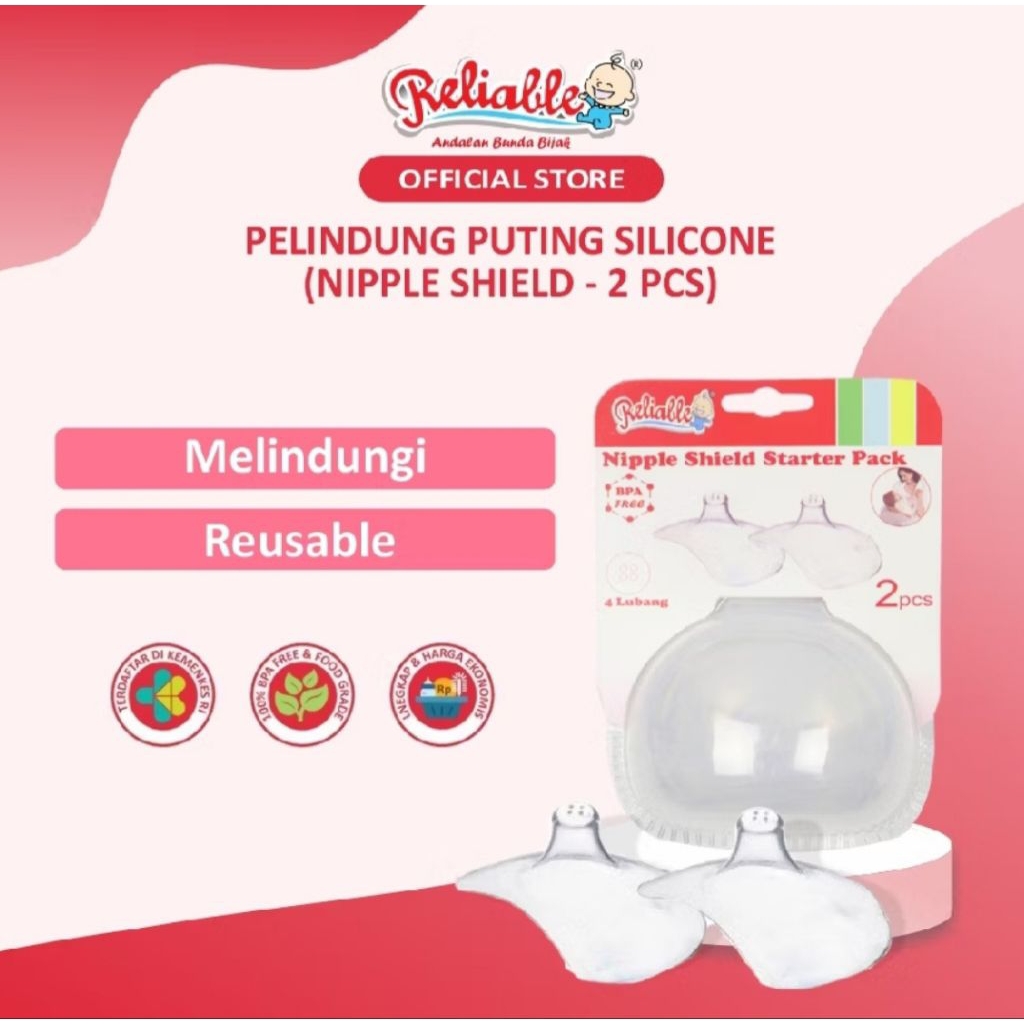 Reliable Nipple Shield Pelindung Puting Susu Asi Isi 2 Pcs