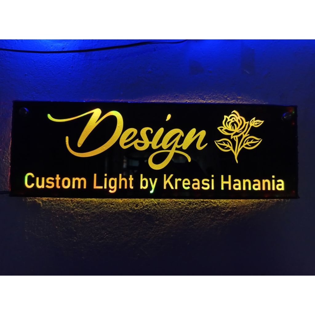 Papan nama costum lampu hias costum papan nama akrilik LED