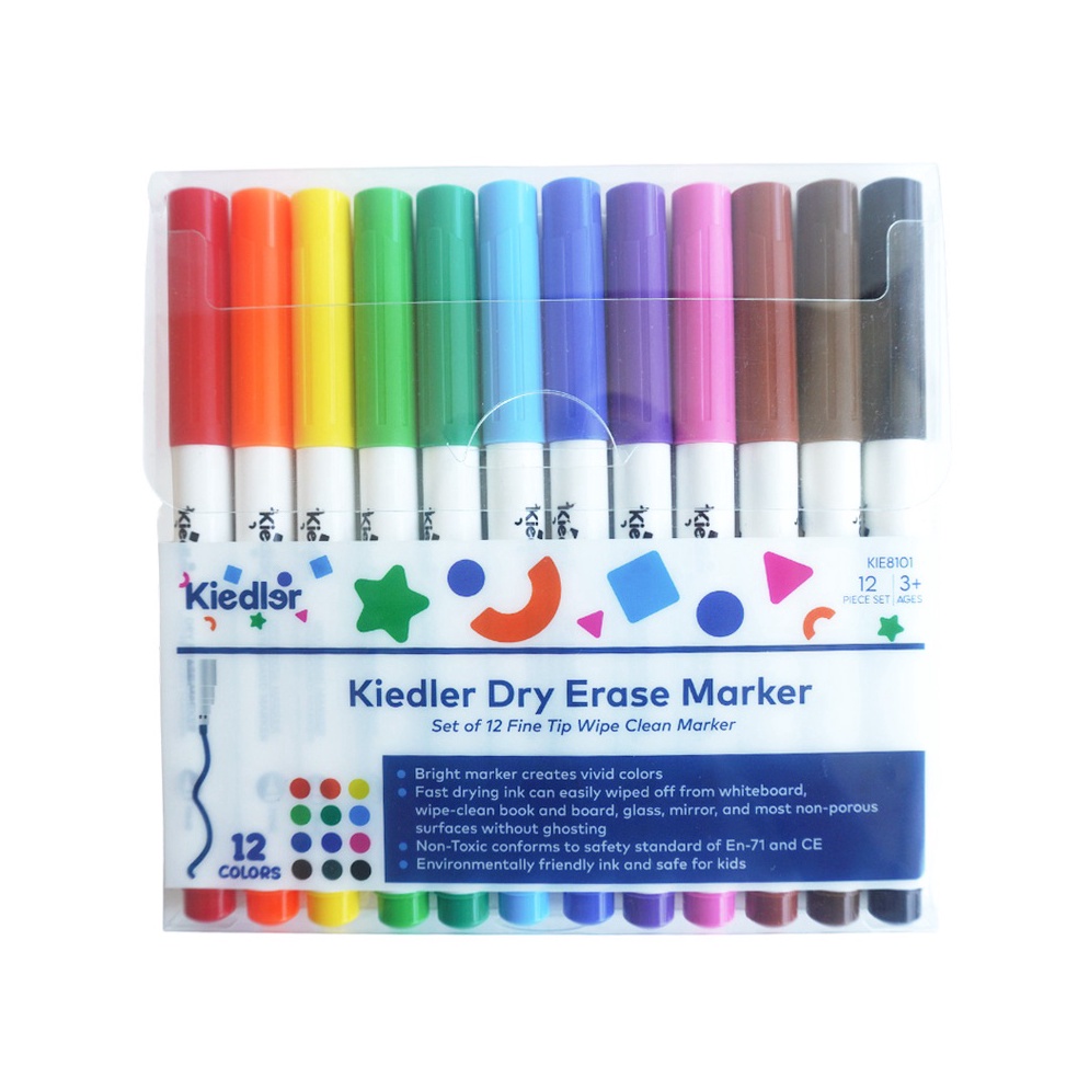 

KODE B12D Kiedler White Board Dry Erase Marker 12pcs Spidol Wipe Clean Spidol Air