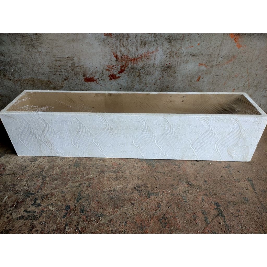 pot kayu panjang model partisi panjang 70cm lebar 15cm tinggi 15cm untuk bunga plastik berikut gantu