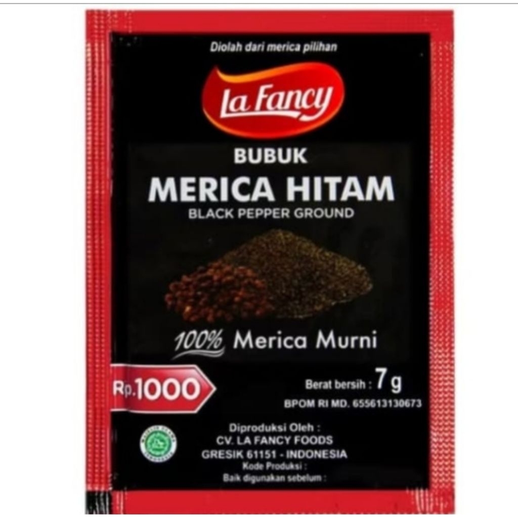 

La Fancy foods Merica Hitam / Lada Hitam Bubuk 7g- Bumbu Rempah 100% Ori