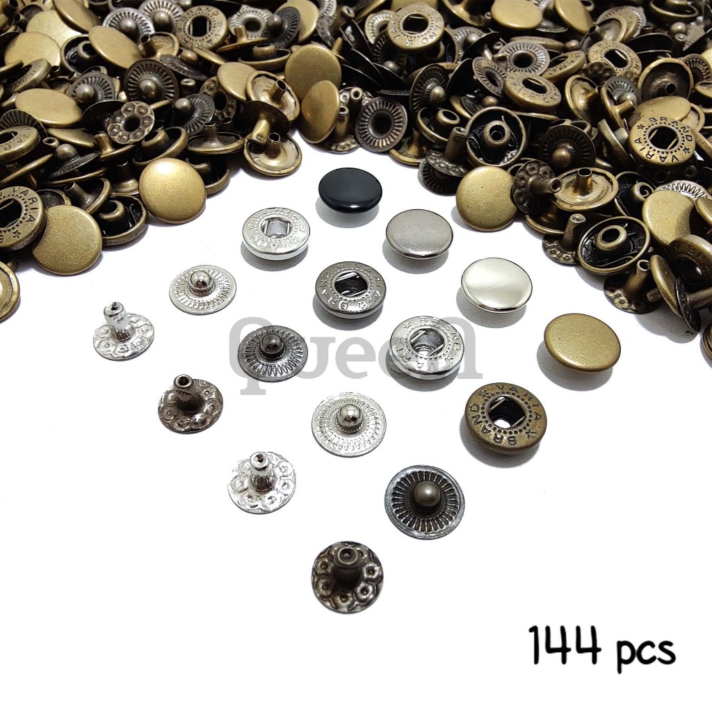 Kancing Snap 12mm / Kancing Cetet 12mm / Kancing Jepret Besi 12 mm / 144 Pcs