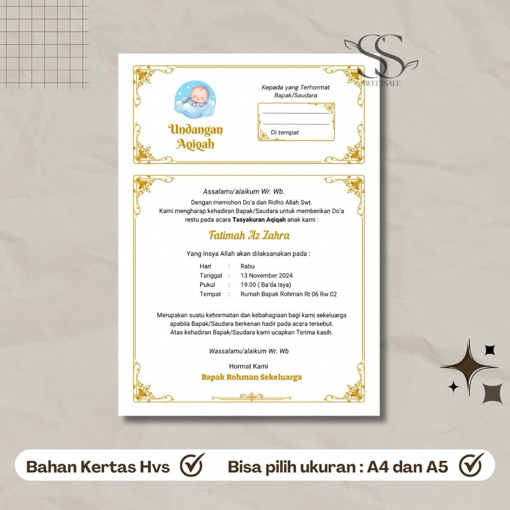 Undangan Tasyakuran Aqiqah / Undangan Aqiqah