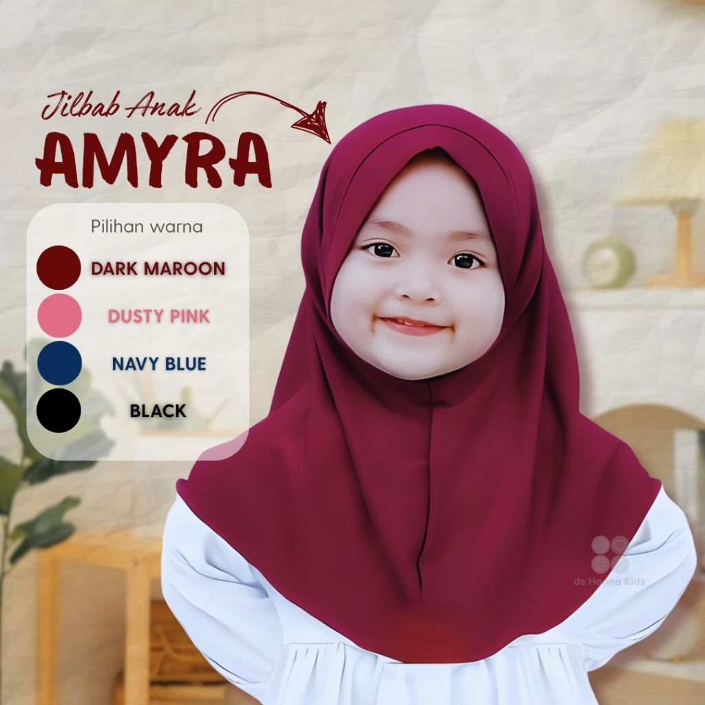 MAROON - Jilbab Anak Amyra Jersey Premium | Jilbab anak perempuan 2 tahun | Jilbab anak perempuan 3 