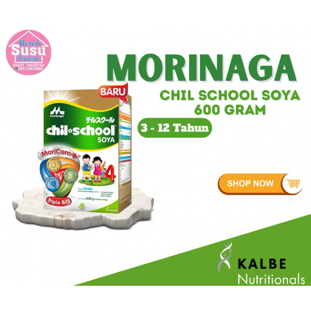 

MORINAGA CHILSCHOOL SOYA 600g VANILA MADU KEMASAN BARU Chilschool Soya Susu Alergi