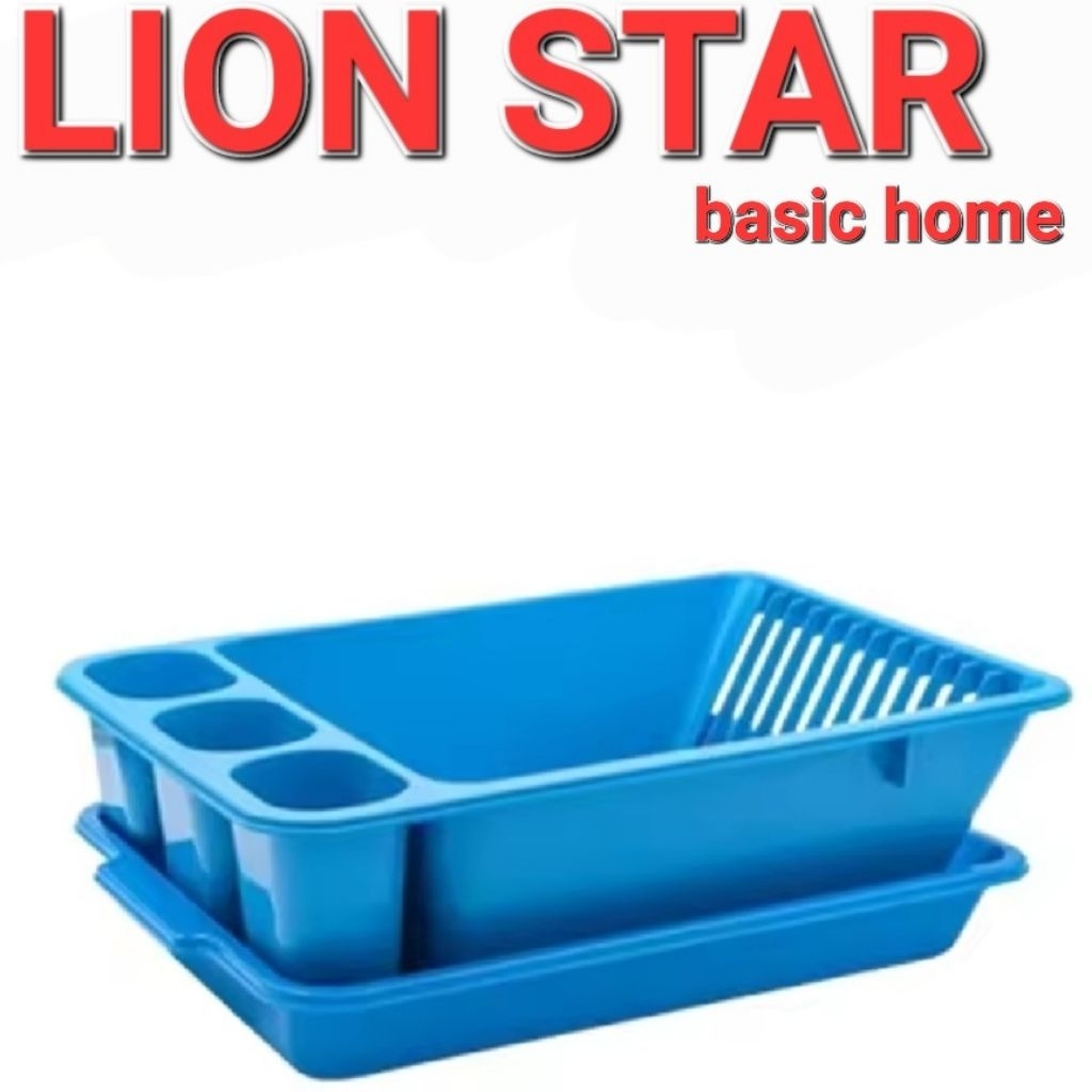 Lion star basic home rak piring plastik + nampan /rak piring plastik lion star plus nampan
