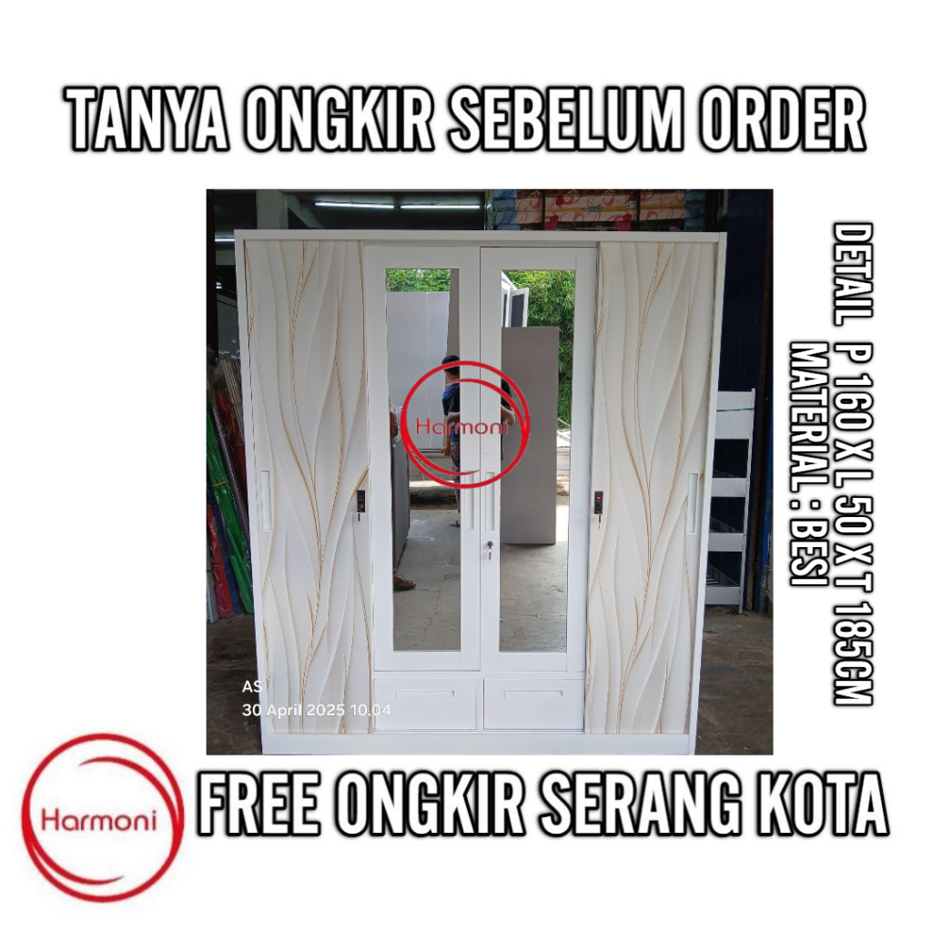 LEMARI SLEDING BESI 4 PINTU 160X50X185CM LEMARI BESI SLEDING LEMARI BESI SLIDING LEMARI PAKAIAN BESI