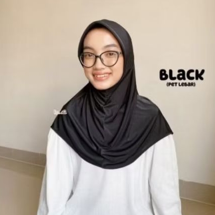 Jilbab bergo sport ukuran M | bergo sport hitam | jilbab kerudung instan | jersey bergo | stock sisa