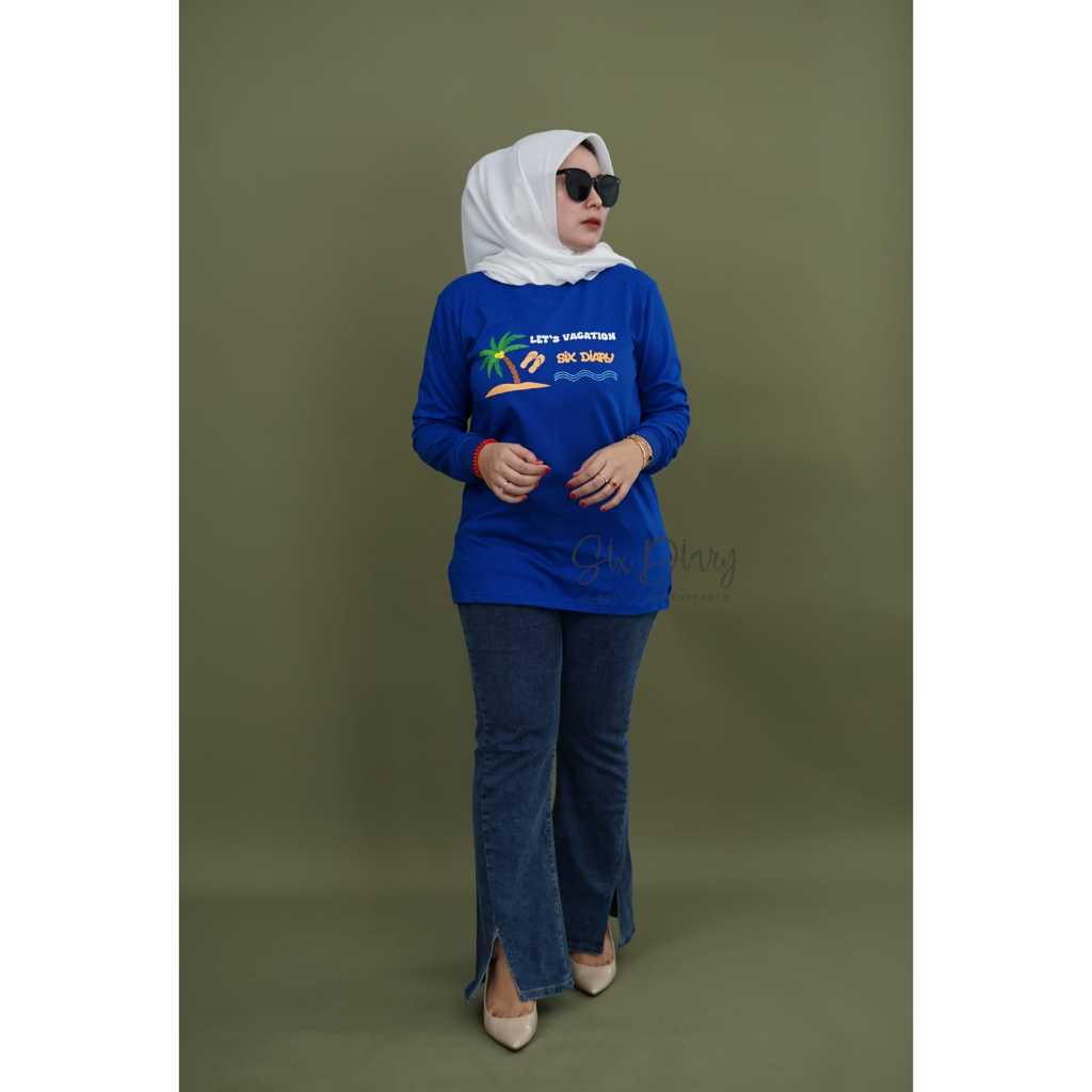 Six Diary Official  Atasan Wanita Motif Kekinian Fashion Wanita Kaos Lengan Panjang Wanita Original 