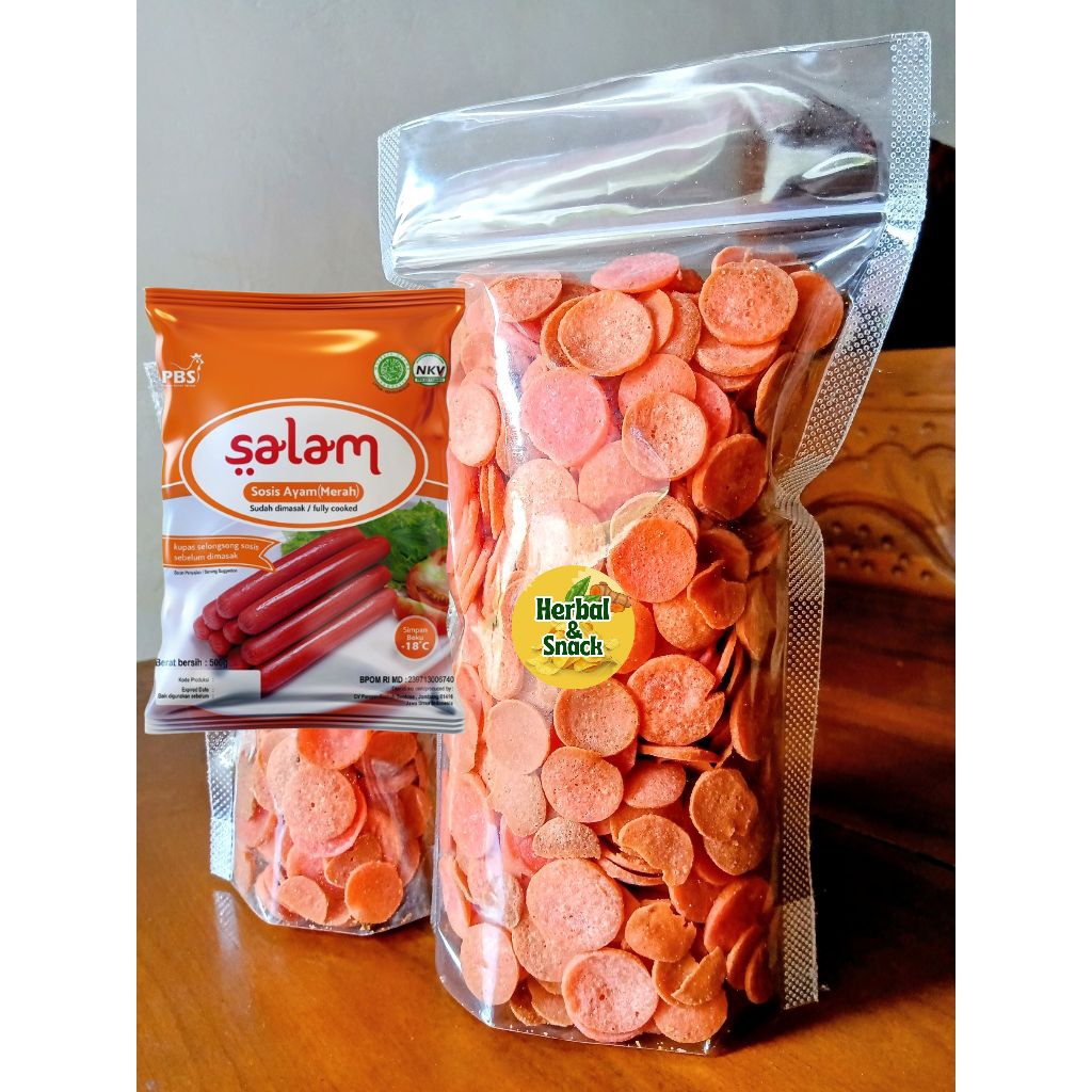 

SOSIS "SALAM" GORENG ORIGINAL - SOSIS GORENG - KERIPIK SOSRENG GURIH RENYAH - CAMILAN/SNACK MURAH ENAK