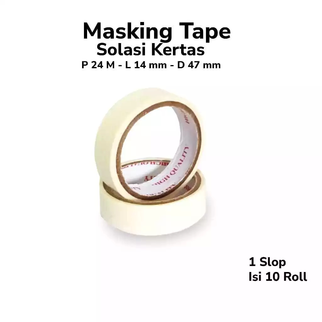

Masking Tape 14mm Lakban Kertas Isolasi Selotip Kertas
