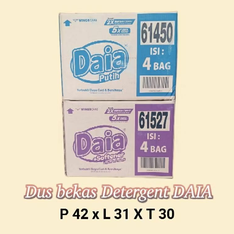 

Kardus / Dus bekas deterjen DAIA, tebal kuat 2 ply, uk 42 x 31 x 30