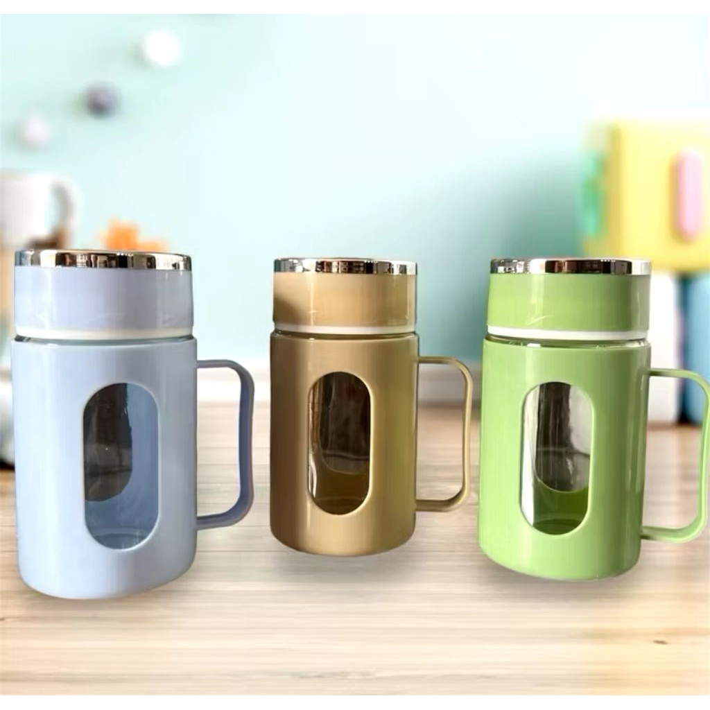 Gelas Termos Kaca Pake Gagang 500ml + box