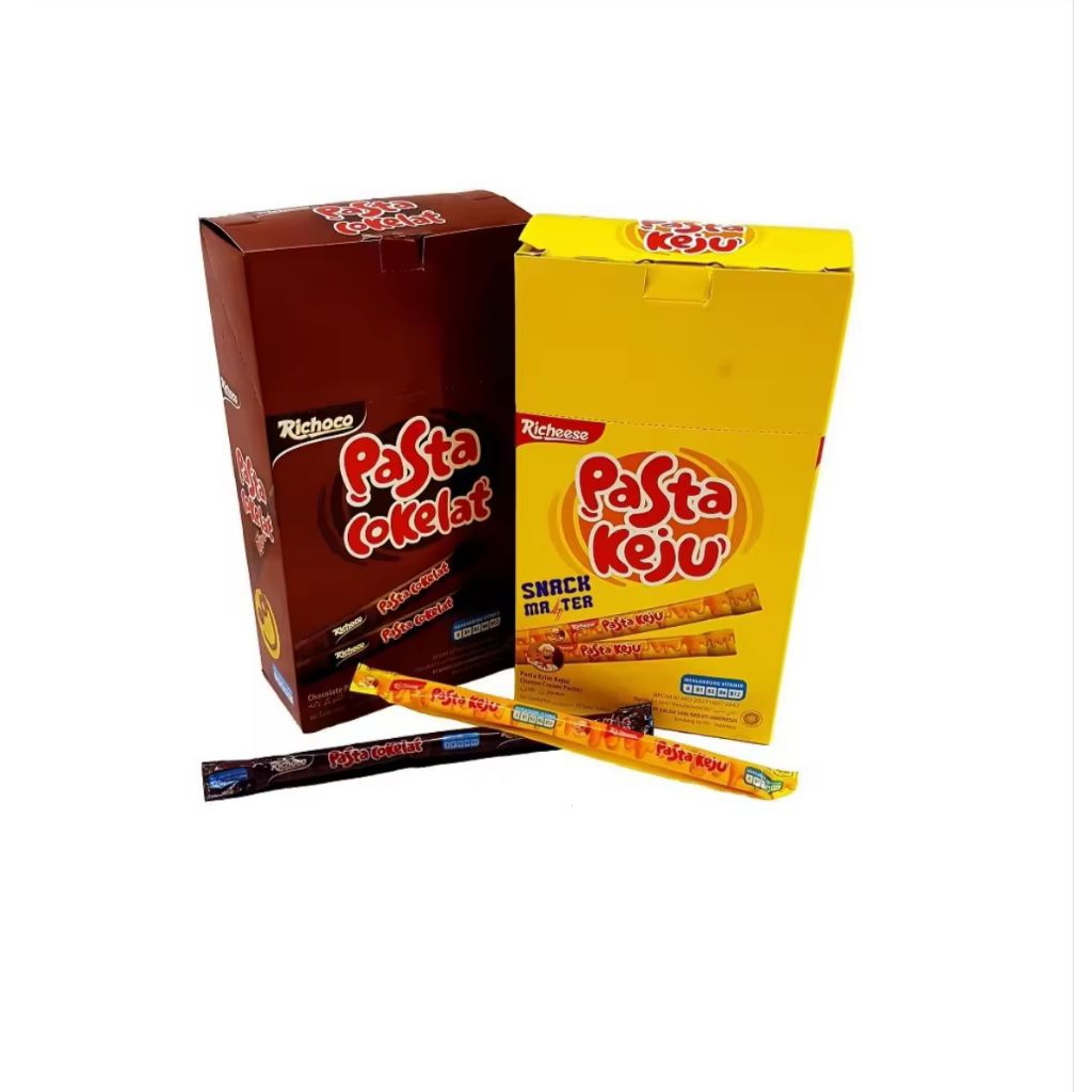 

nabati pasta Richeese, nabati pasta keju - pasta cokelat (netto 30 pcs x 8gr)