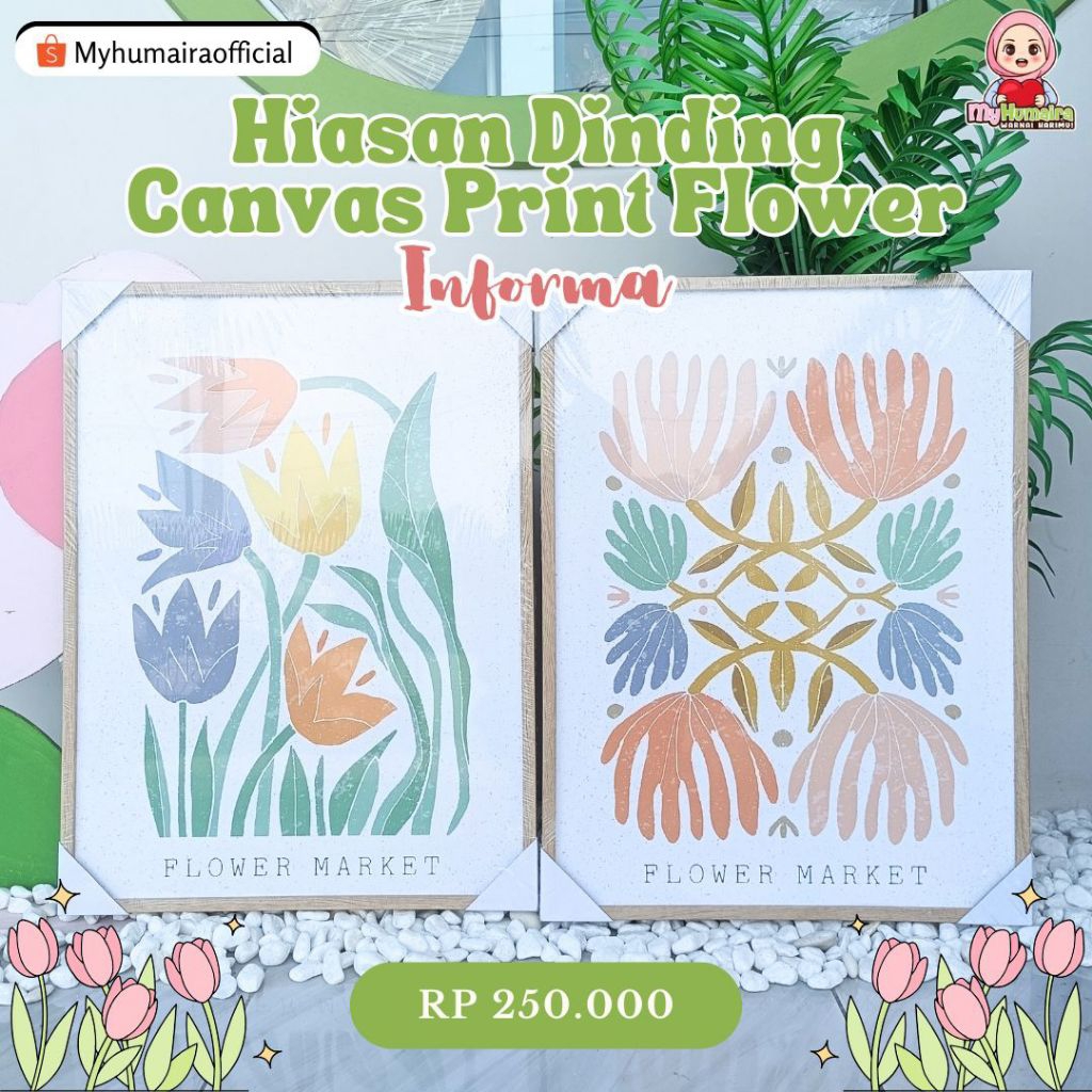 [TENGGARONG] LUKISAN/HIASAN DINDING CANVAS PRINT FLOWER INFORMA