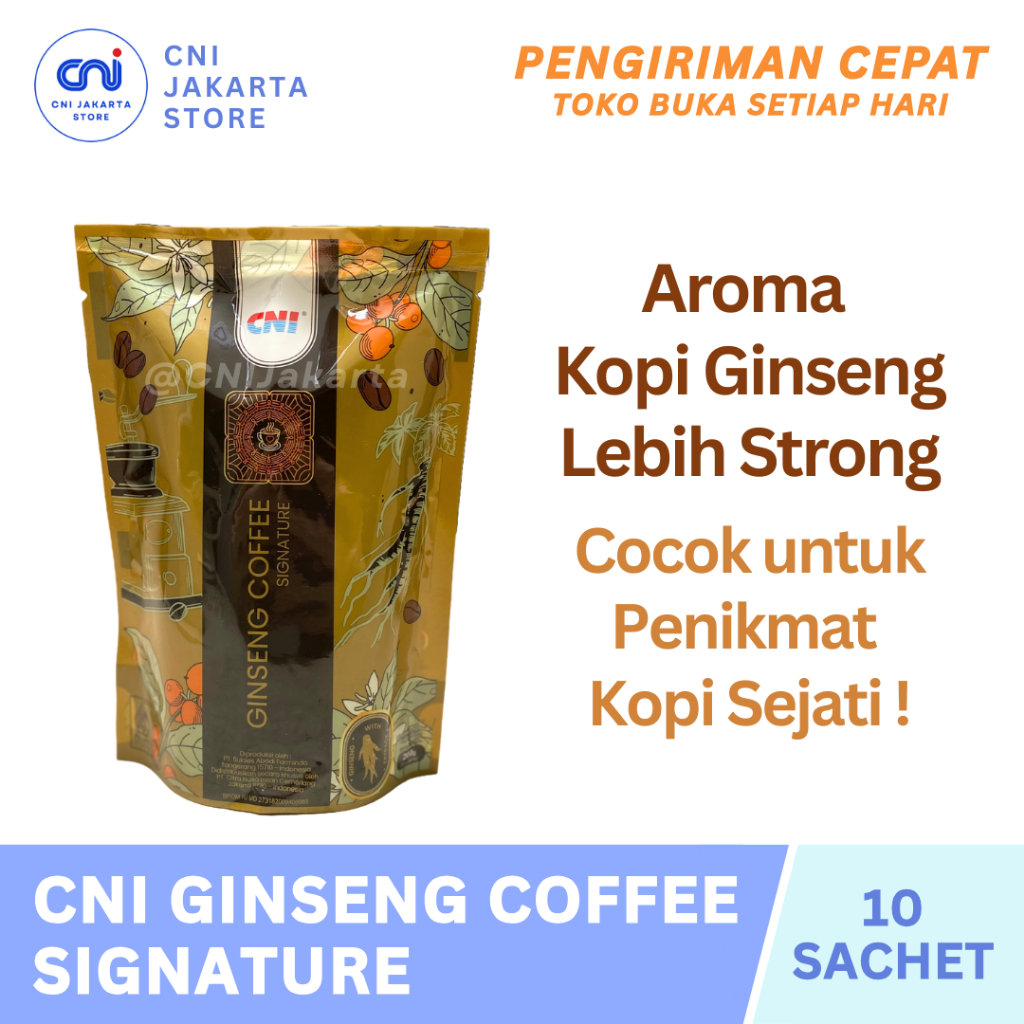 

CNI Ginseng Coffe Signature 10 Sachet - CNI Kopi Ginseng Signature dengan Aroma Kopi Lebih Kuat