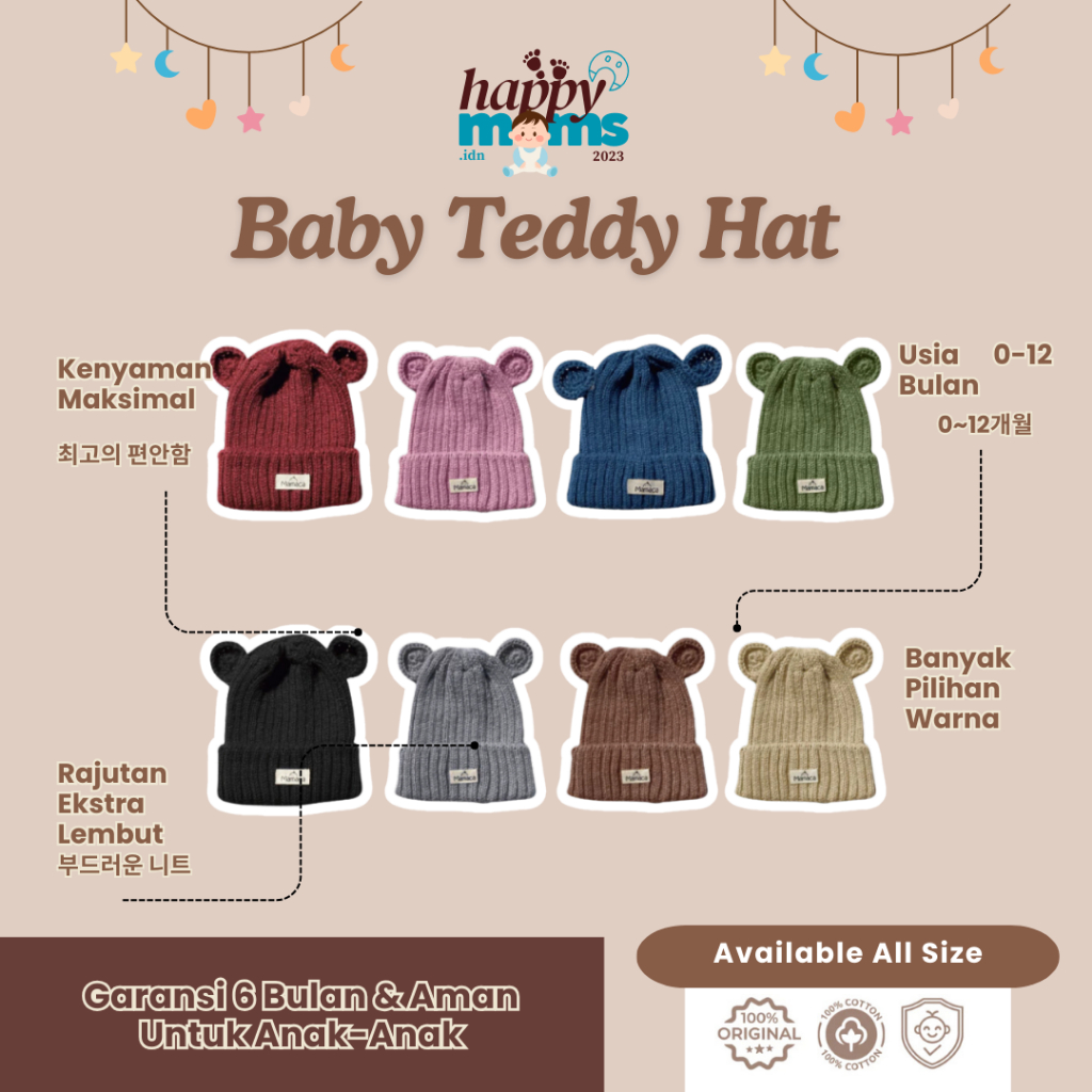 Kupluk Topi Anak Bayi Laki-Laki 0 6 Bulan Perempuan Newborn Polos Karakter Lucu Import