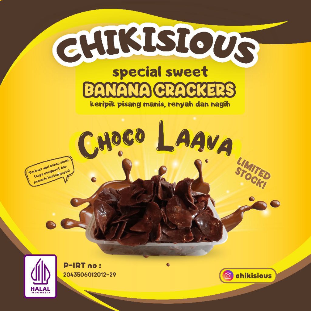 

CHIKISIOUS KERIPIK PISANG CHOCO LAAVA EDITION UK 150gr - keripik pisang coklat lumer - keripik pisang - keripik