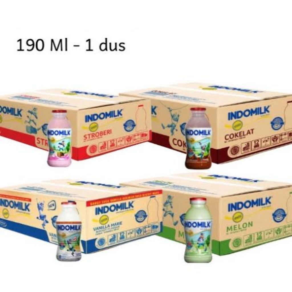 

1 DUS SUSU UHT INDOMILK KIDS RASA COKELAT | STROBERI | MELON | STROBERY BOTOL Netto 24 PCS X 190 ML