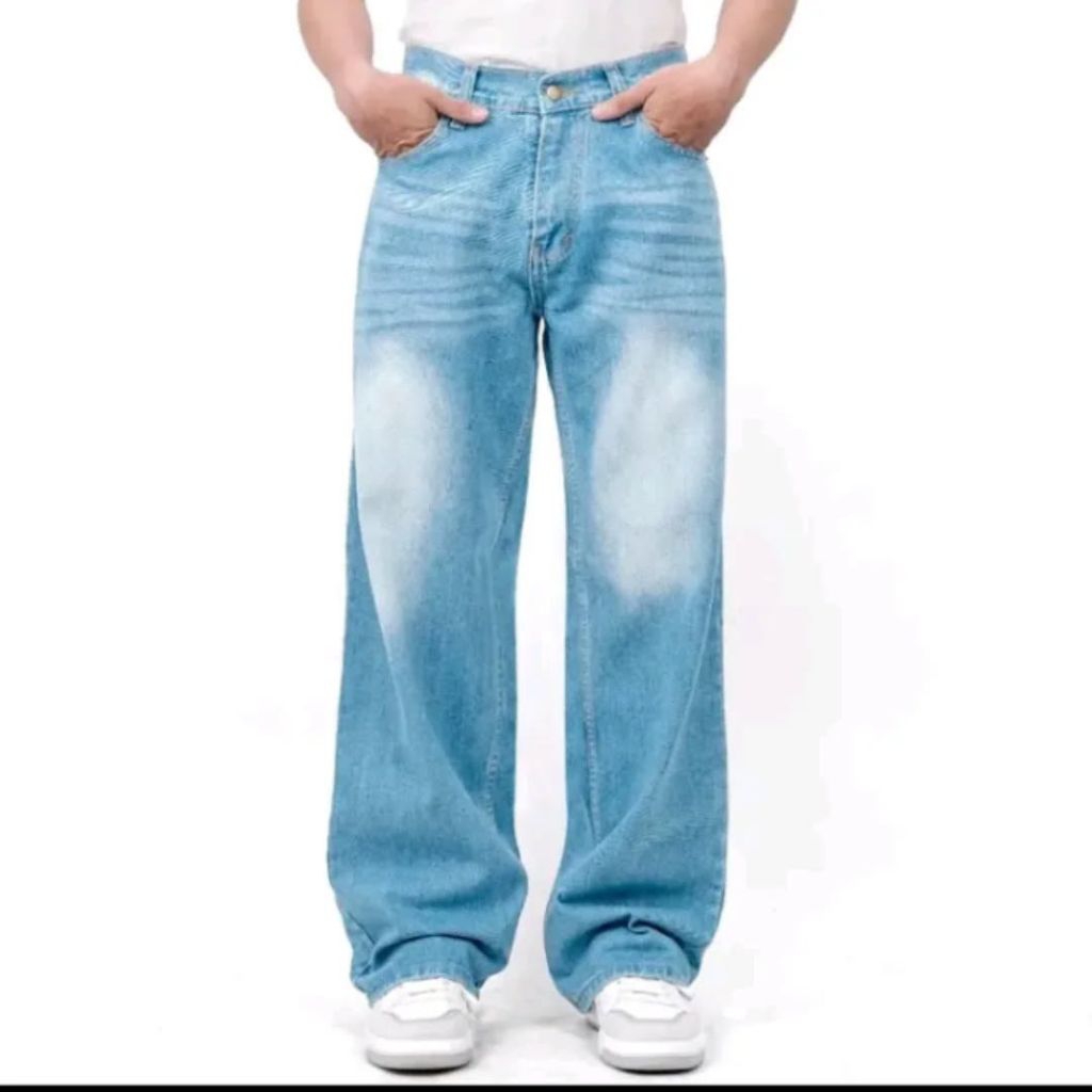 Celana jeans pria baggy pants korean style oversize straight loose reguler fit