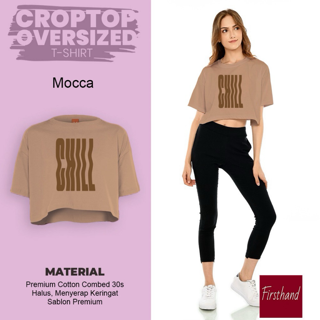 Kaos Crop Top Chill Baju Atasan Crop Wanita Kaos Oversize Cewek Baju Premium Import Katun Original
