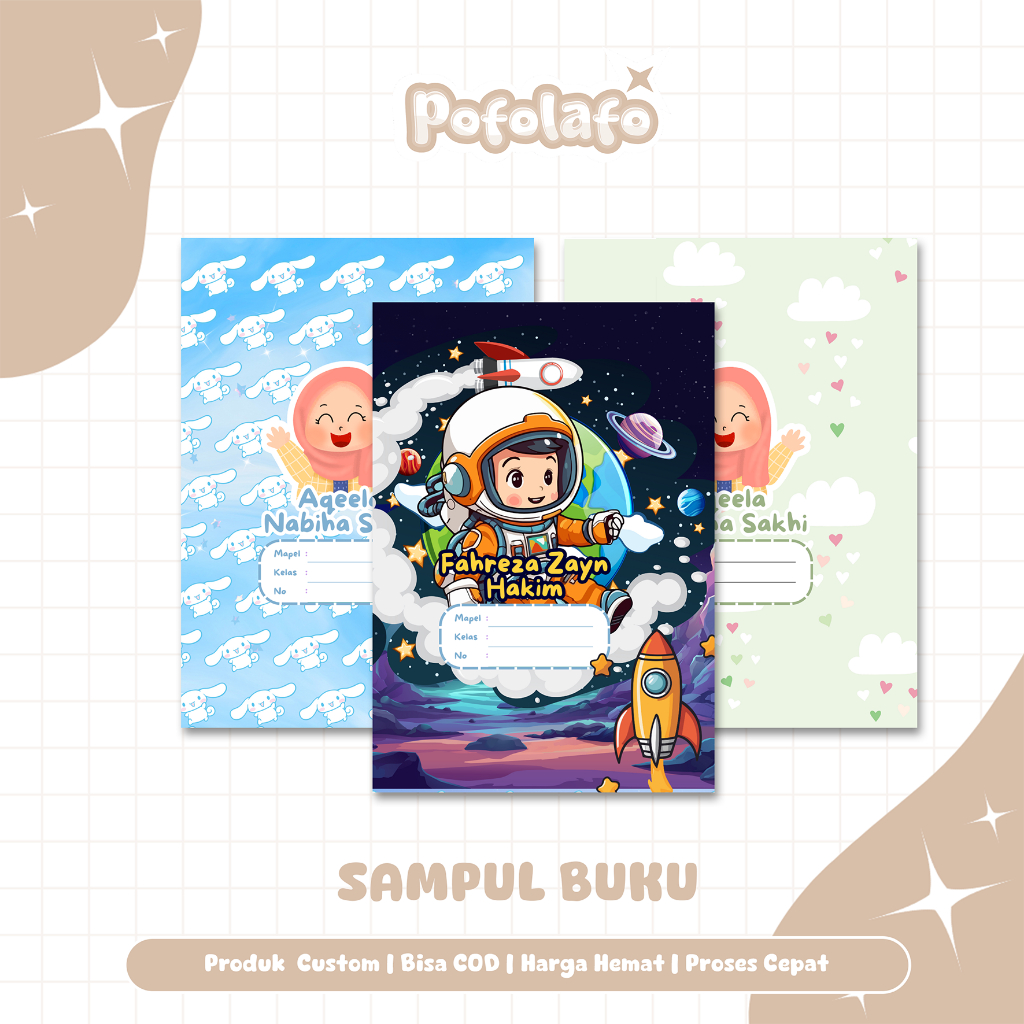 

Sampul Buku Custom Nama Isi 10 pcs Ukuran A5 B5