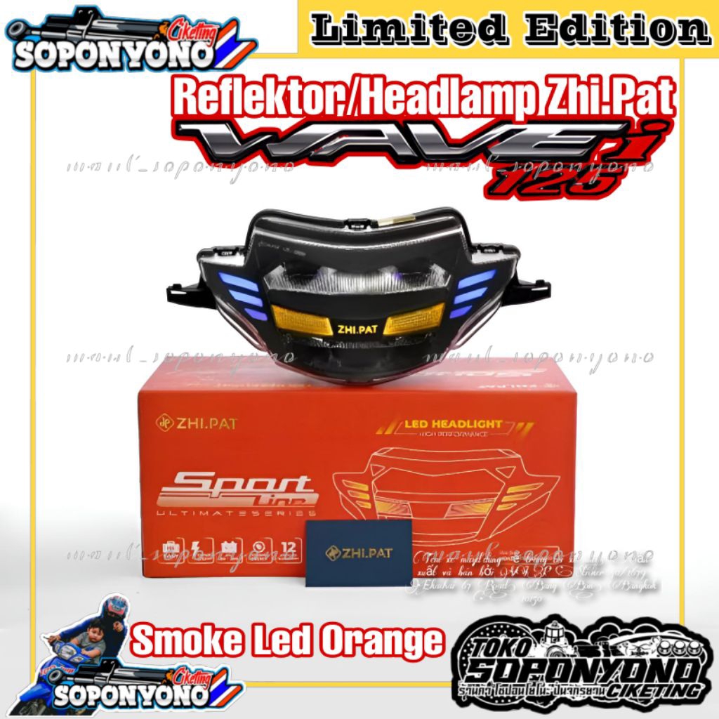 +✅𝗧𝗘𝗥𝗠𝗨𝗥𝗔𝗛 | REFLEKTOR HEADLAMP LED ZHIPAT SPORT LINE ULTIMATE SERIES MODEL SMOKE LED ORANGE BY ZHI.