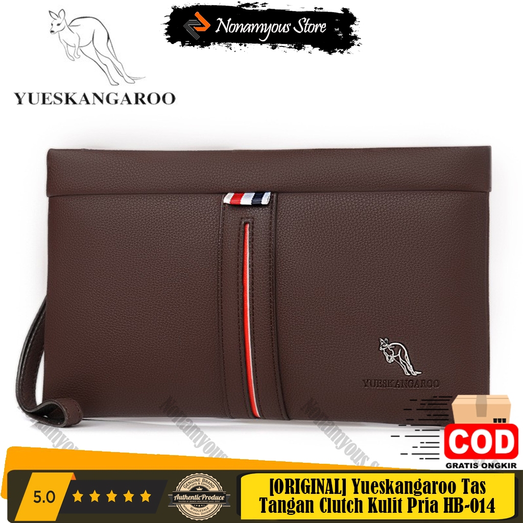 Yueskangaroo Clutch Bag Pria Handbag Kulit Import Tas Tangan Kerja Kantor Muat Tab 8 Inch Soft Leath