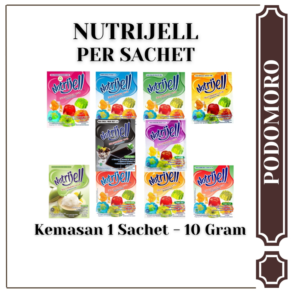 

Nutrijell Jelly Kemasan Ekonomis Per Sachet isi 10 Gram - 10 Varian Rasa
