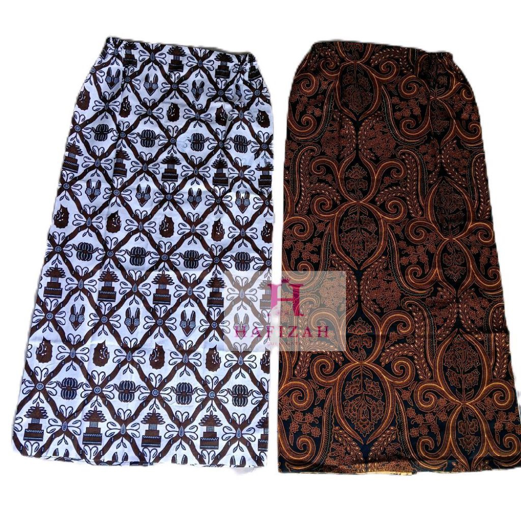Rok Jarik Wiru Anak Instan Dasar Putih atau Coklat Motif Random Kain Langsung Pakai untuk TK SD Tang