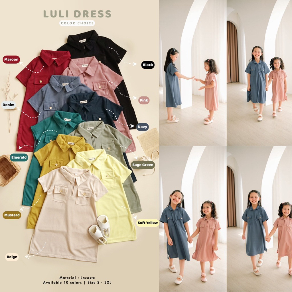 LULI DRESS BAJU ANAK PEREMPUAN DRESS POLO KAOS COUPLE SURABAYABABY