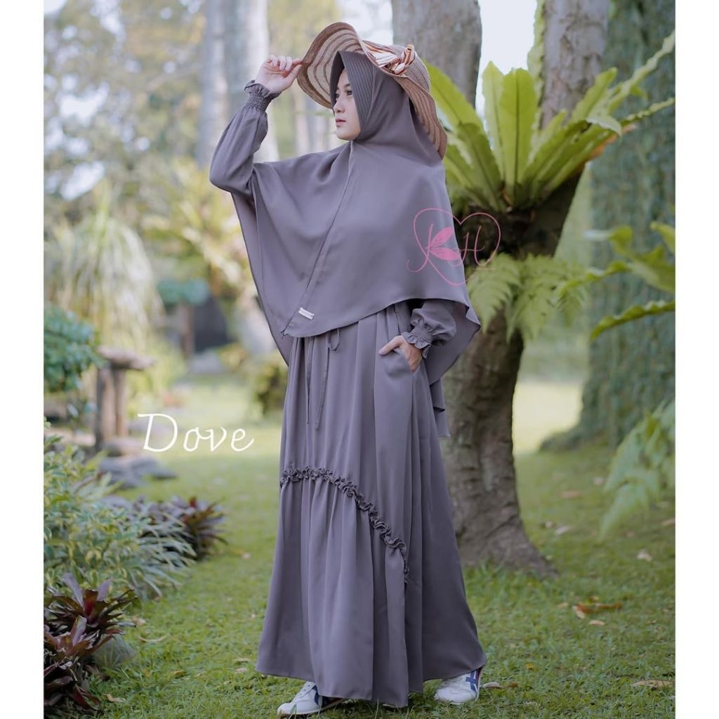 Koleksi Hanana Namira Set Size M Warna Dove | Gamis Syar'i | Gamis Kondangan
