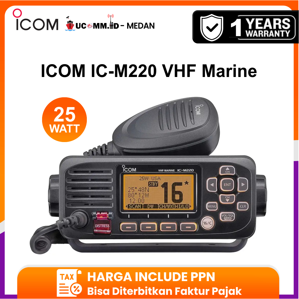 ICOM Ic M220 M 220 Vhf Radio Rig Marine Icom M-220 m220 Radio Rig Laut Icom Original Garansi Resmi